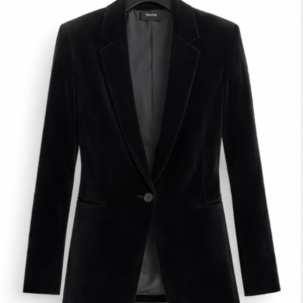 Theory Black Velvet Power Jacket | One-Button Blazer | Size 4 - Picture 6 of 9